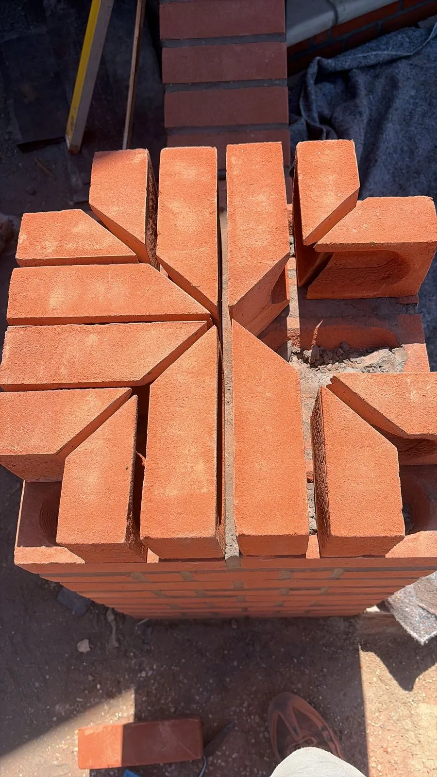 Corbelled decorative brickwork detail on a pier, by Cambourne Brickwork & Building
